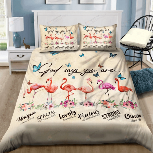 Flamingo God Says Bedding Personalized Name Custom Duvet Cover Bedding Set