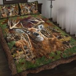 Deer Pine Tree Quilt Bedding Set