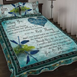 Family Dragonfly Blue Background Quilt Bedding Set