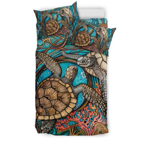 Turtle Couple Bedding Set Cotton Bed Sheets Spread Comforter Duvet Cover Bedding Sets