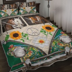 Horse Hippie Bus Quilt Bedding Set
