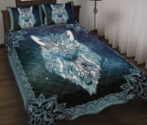Wolf Mandala Galaxy Quilt Bedding Set