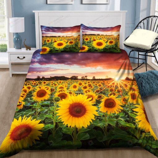 Sunflower Field Bedding Set Bed Sheets Spread Comforter Duvet Cover Bedding Sets