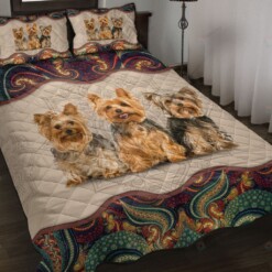 Yorkshire Terrier Abastract Mandala Quilt Bedding Set