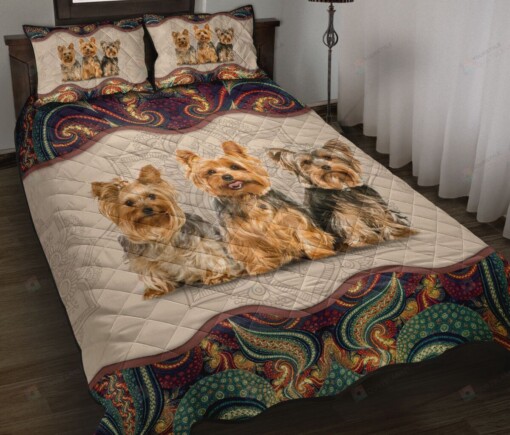 Yorkshire Terrier Abastract Mandala Quilt Bedding Set