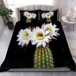 Cactus Flower Black Bedding Set Bed Sheets Spread Comforter Duvet Cover Bedding Sets