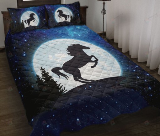 Horse Moon Galaxy Quilt Bedding Set