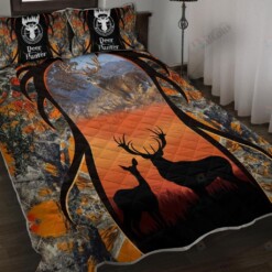 Deer Couple Beside Lake Quilt Bedding Set