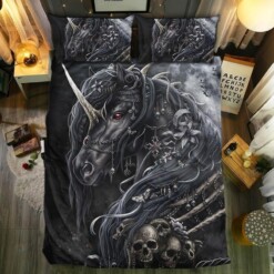 Dark Unicorn And Skull Bedding Set Cover