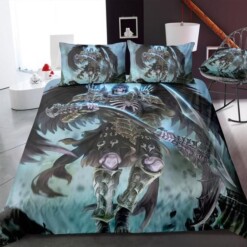 Skull Cotton Bed Sheets Spread Comforter Duvet Cover Bedding Sets