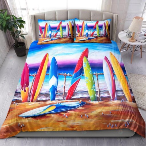 Colorful Surfing Bedding Set Bed Sheets Spread Comforter Duvet Cover Bedding Sets