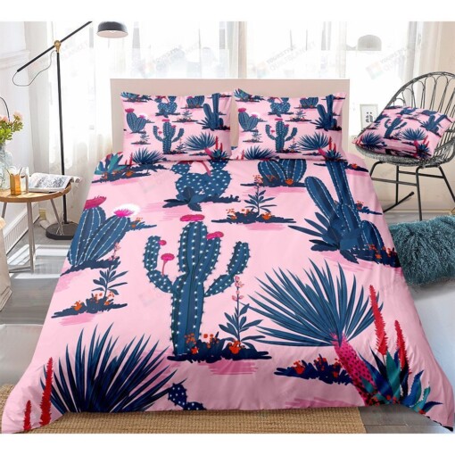 Cactus Pink Bed Sheets Spread Comforter Duvet Cover Bedding Sets