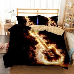 3d Guitar Print Bed Sheets Duvet Cover Bedding Set