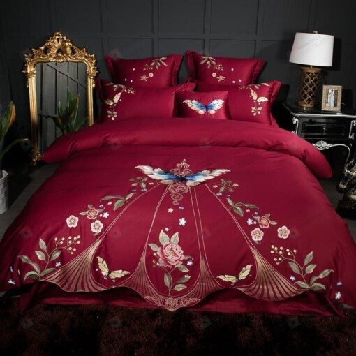 Butterfly Cotton Bed Sheets Spread Comforter Duvet Cover Bedding Sets