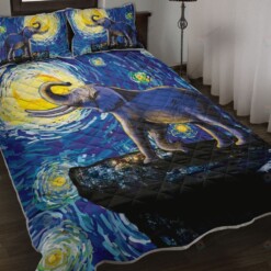 Elephant Moon Night Quilt Bedding Set