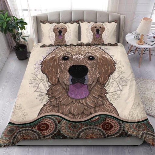 Golden Retriever Mandala Bedding Set Bed Sheets Spread Comforter Duvet Cover Bedding Sets