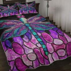 Dragonfly Glasses Art Quilt Bedding Set