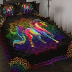 Horse Colorful Mandala Quilt Bedding Set