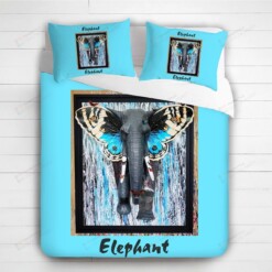 Blue Elephant 3d Bed Sheets Spread Duvet Cover Bedding Set