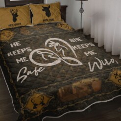 Deer Couple Safe & Wild Quilt Bedding Set