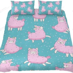 Pink Alpaca Cute Bedding Set Bed Sheets Spread Comforter Duvet Cover Bedding Sets