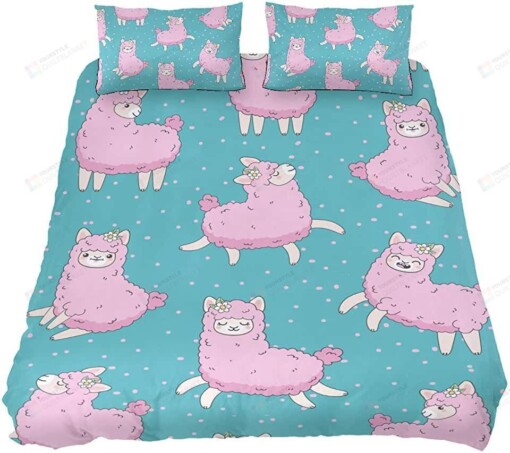 Pink Alpaca Cute Bedding Set Bed Sheets Spread Comforter Duvet Cover Bedding Sets