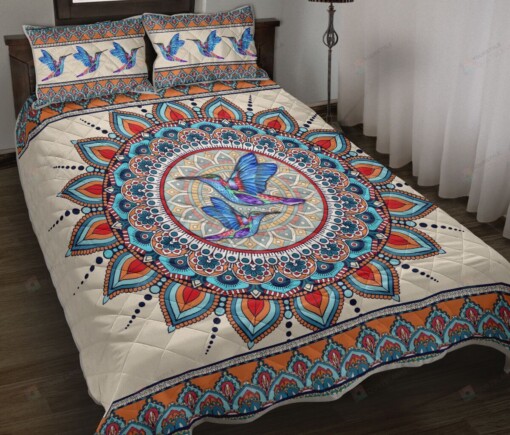 Hummingbird Mandala Quilt Bedding Set