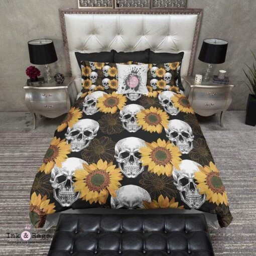 Skull Sunflower Bedding Set (Duvet Cover & Pillowcases)