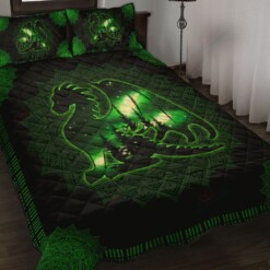 Green Dragon Quilt Bedding Set