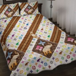 Elephant - Zip Patern Quilt Bedding Set