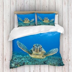 Turtle Swimming Bedding Set Bed Sheets Spread Comforter Duvet Cover Bedding Sets