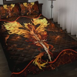 Dragon motif Gold Quilt Bedding Set