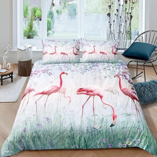 Flamingo Bed Sheets Spread Comforter Duvet Cover Bedding Sets
