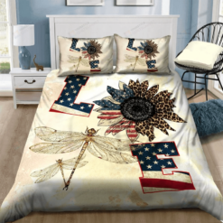 Dragonfly Sunflower Love Duvet Cover Bedding Set