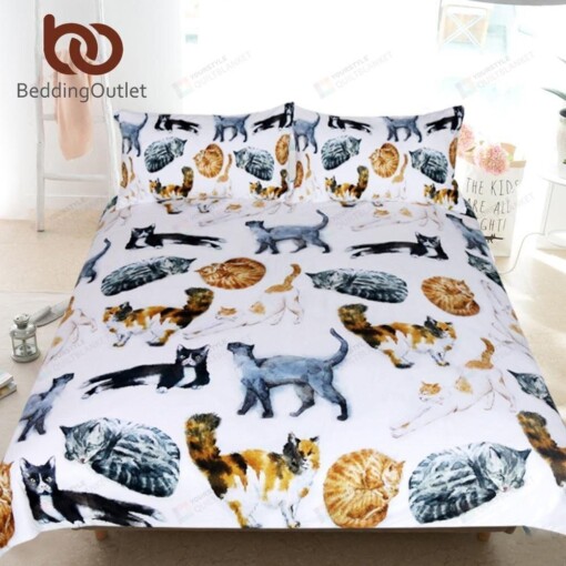 Cute Cats Bed Sheets Spread Duvet Cover Bedding Set