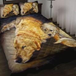 Golden Retrievers Family Quilt Bedding Set