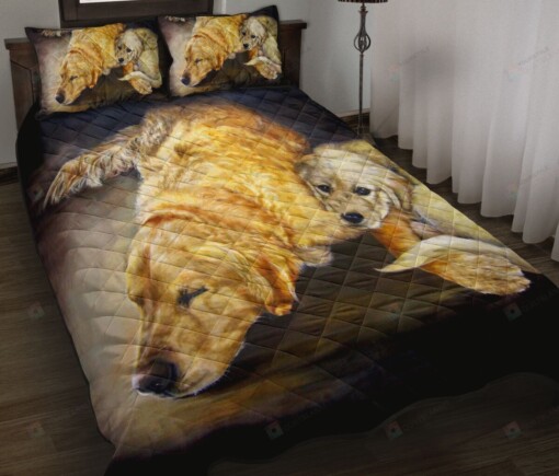 Golden Retrievers Family Quilt Bedding Set