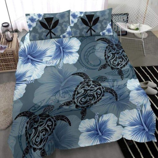 Hawaii Blue Turtle Bedding Custom Name Duvet Cover Bedding Set