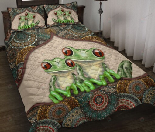 Couple Frogs Mandala Quilt Bedding Set