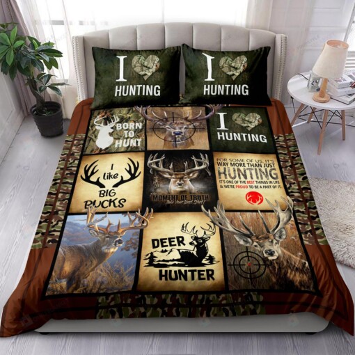 Deer Hunting I Love Hunting Bedding Set Bed Sheets Spread Comforter Duvet Cover Bedding Sets