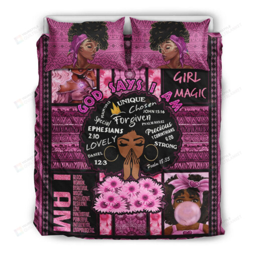 Black Girl God Say I Am Unique Bedding Set Bed Sheets Spread Comforter Duvet Cover Bedding Sets