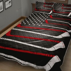 Ice Hockey Flag Quilt Bedding Set