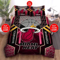 Custom Name Miami Heat Bedding Set