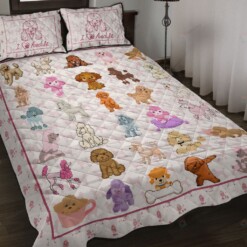 I Love Poodle Quilt Bedding Set