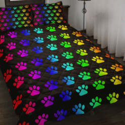 Rainbow Dog Paws Quilt Bedding Set