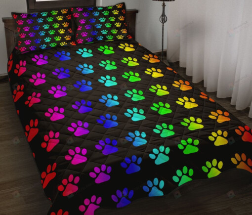 Rainbow Dog Paws Quilt Bedding Set