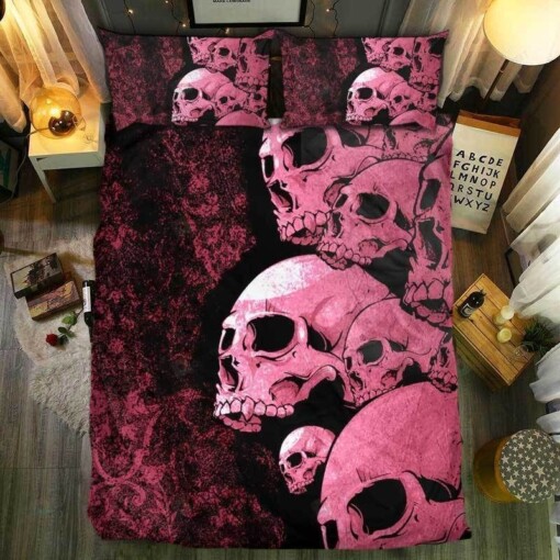 Special Pink Skull Bedding Set (Duvet Cover & Pillow Cases)