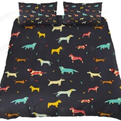 Dachshund Dog Black Bedding Set Bed Sheets Spread Comforter Duvet Cover Bedding Sets