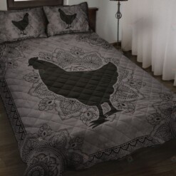 Black And Grey Chicken Quilt Bedding Set