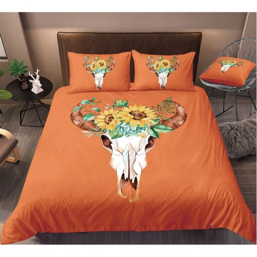 Bull Skull With Sunflower Bedding Set Bed Sheets Spread Comforter Duvet Cover Bedding Sets